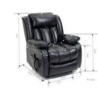 Black Leather Power Lift Recliner Chair with measurements