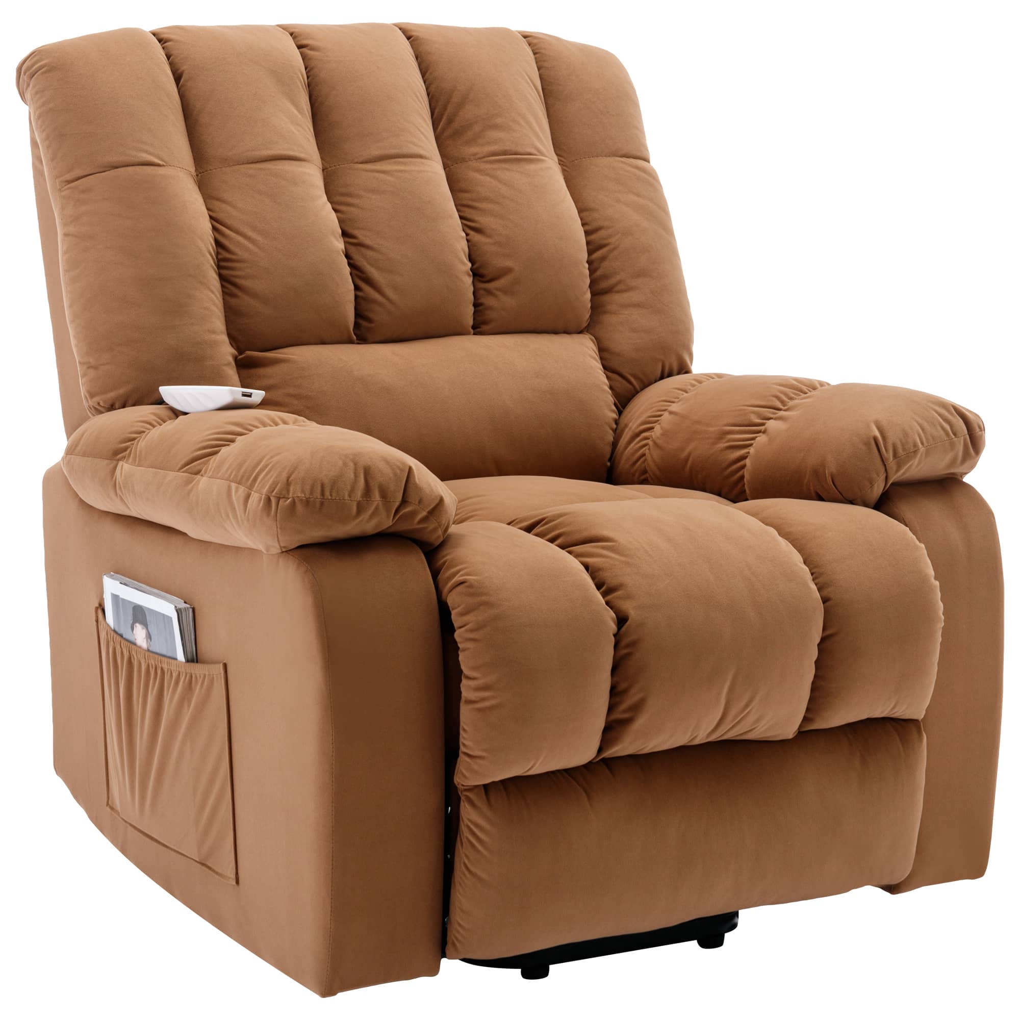 Light Brown Power Lift Chair Front Profile Quarter Shot