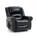 Genuine Leather Power Lift Recliner Chair with Heat, Massage and Infinite Positioning, seated angle view