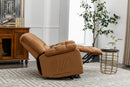 Beige Power Lift Chair Right Profile Reclining