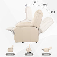 Wide Power Lift Chair Recliner, Beige, reclining and lifting angles