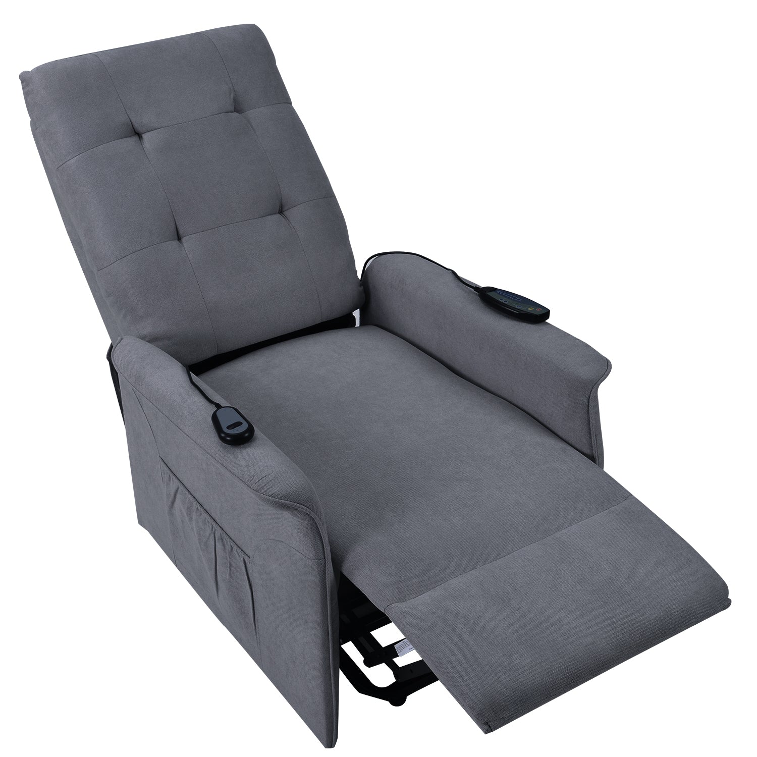 Power Lift Chair Recliner with Adjustable Massage, Dark Gray reclined