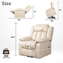Power Lift Recliner Chair with Massage and Heating, Beige, dimensions