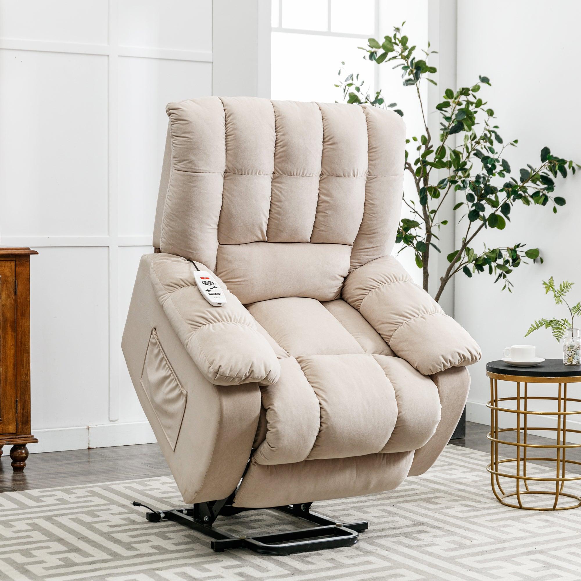 Beige Massage Lift Chair Recliner, lifted