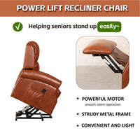 Caramel Electric Power Lift Recliner, lift and footrest