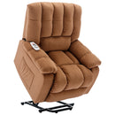 Light Brown Power Lift Chair Front Profile Quarter Shot Lifted