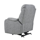 Light Gray Power Lift Chair 45 Degree Profile of Left Side