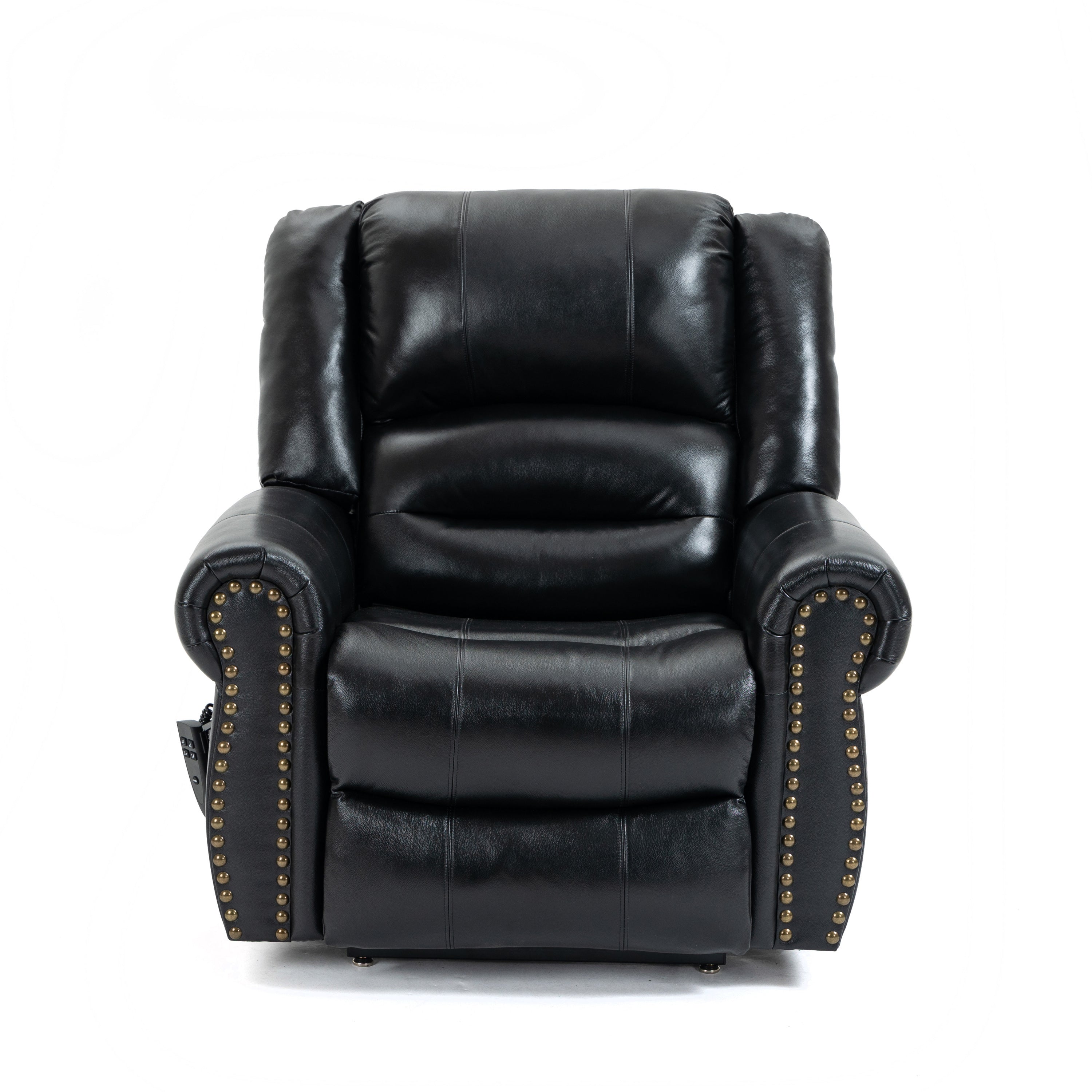 Genuine Leather Power Lift Recliner Chair with Heat, Massage and Infinite Positioning, seated front view