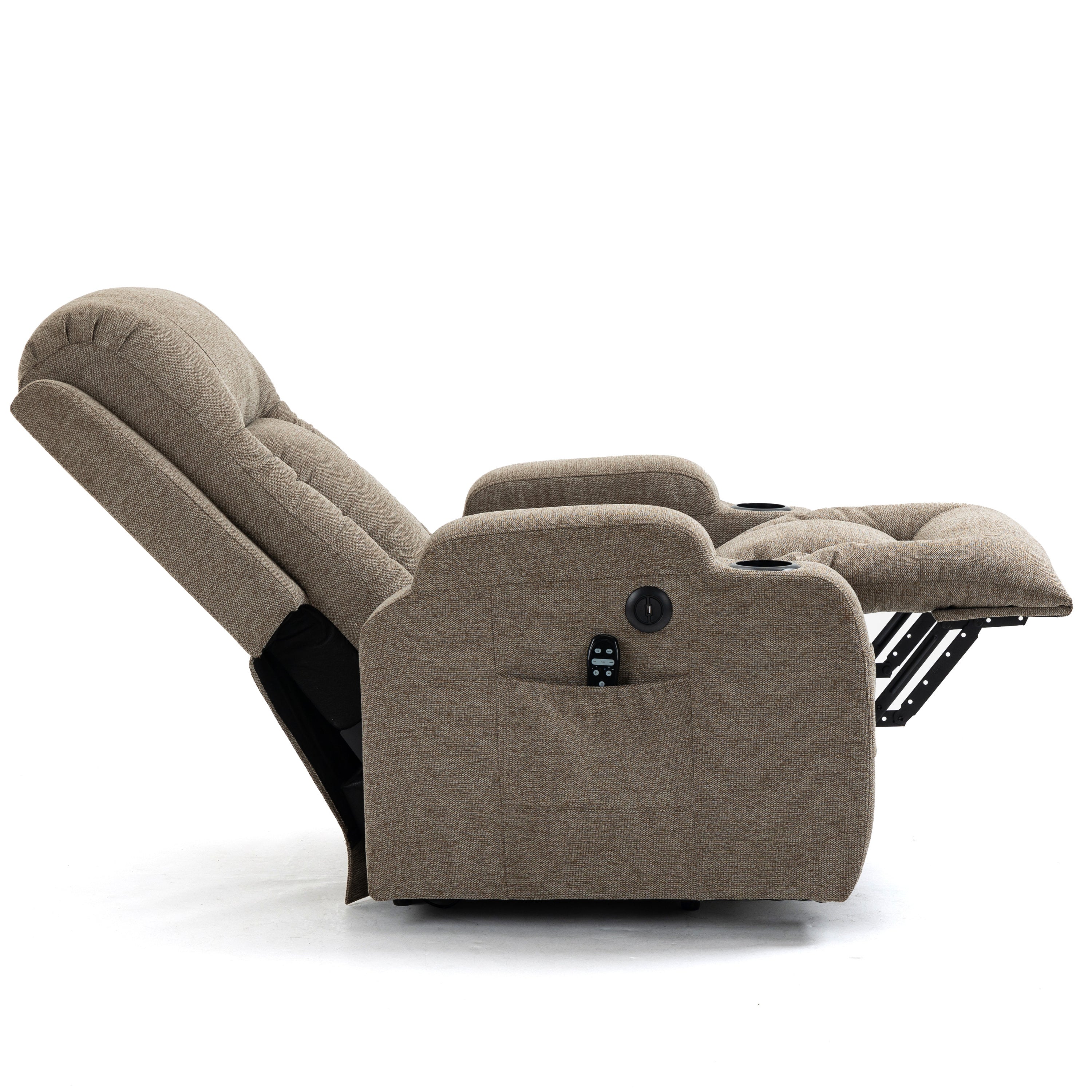 Infinite Position Heavy Duty Power Lift Recliner with Massage and Heat, reclined