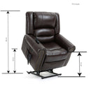 Genuine Leather Power Lift Recliner, lifted measurements