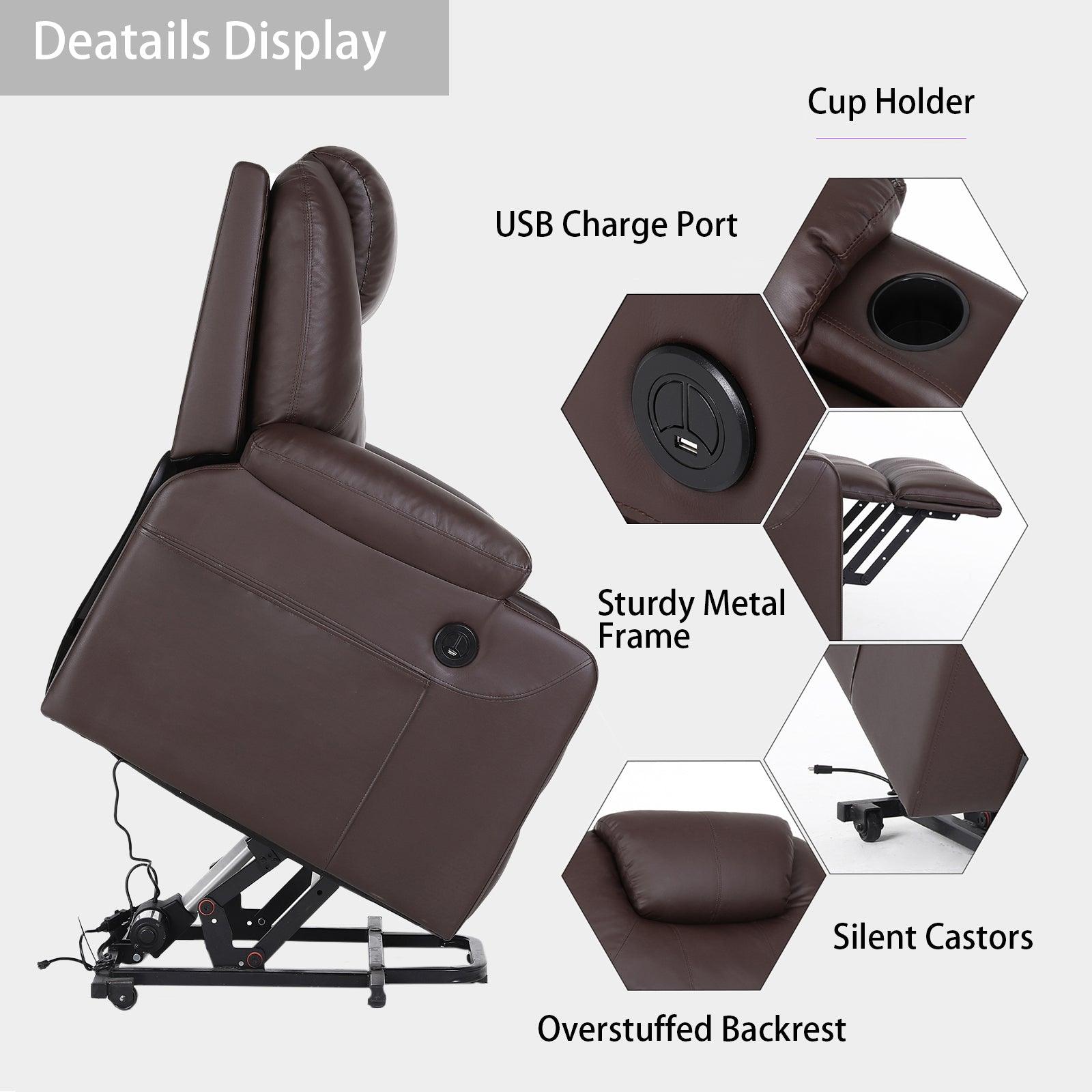 Premium Power Lift Recliner with 8-Point Massage and Heat, features