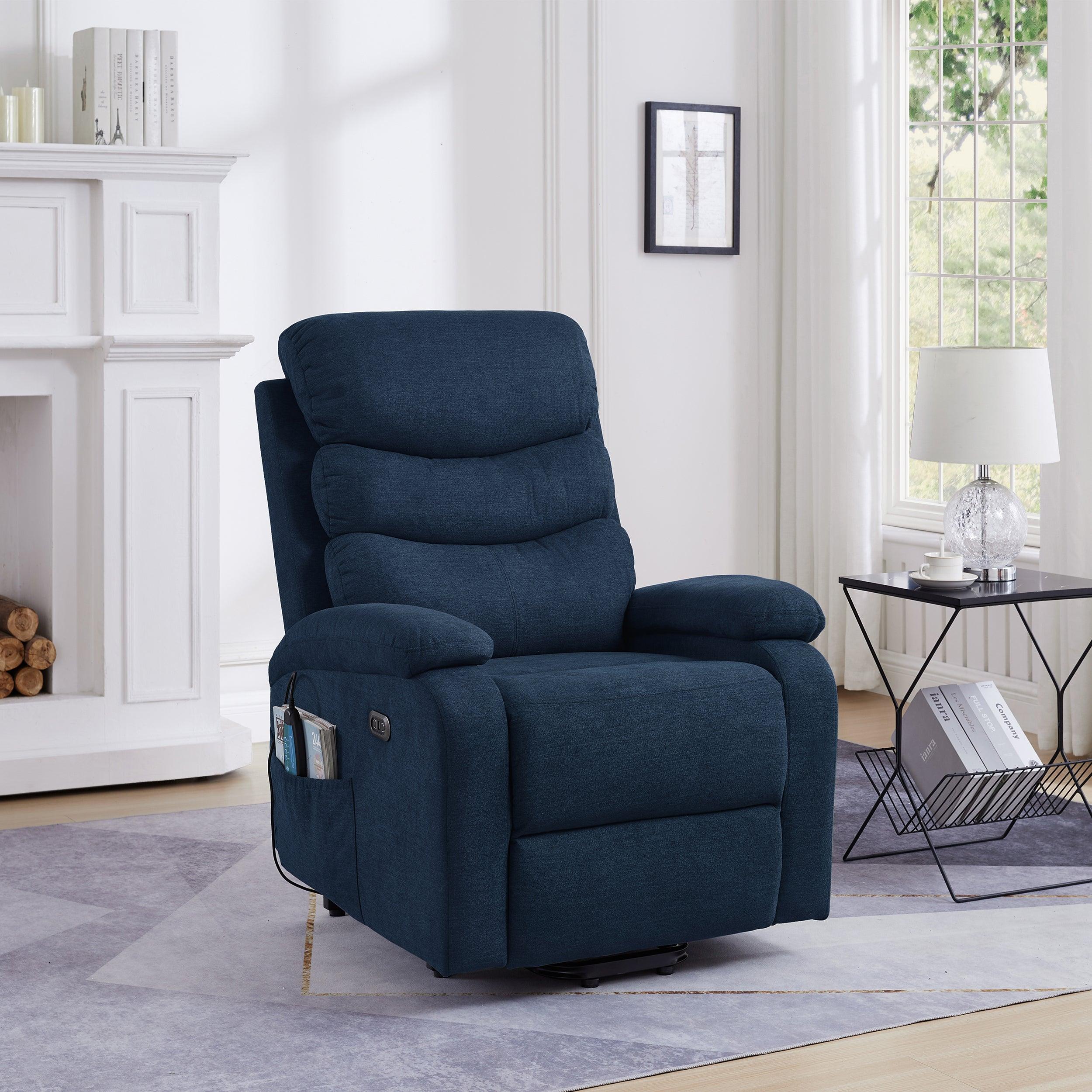 Blue Power Lift Recliner Chair with Massage