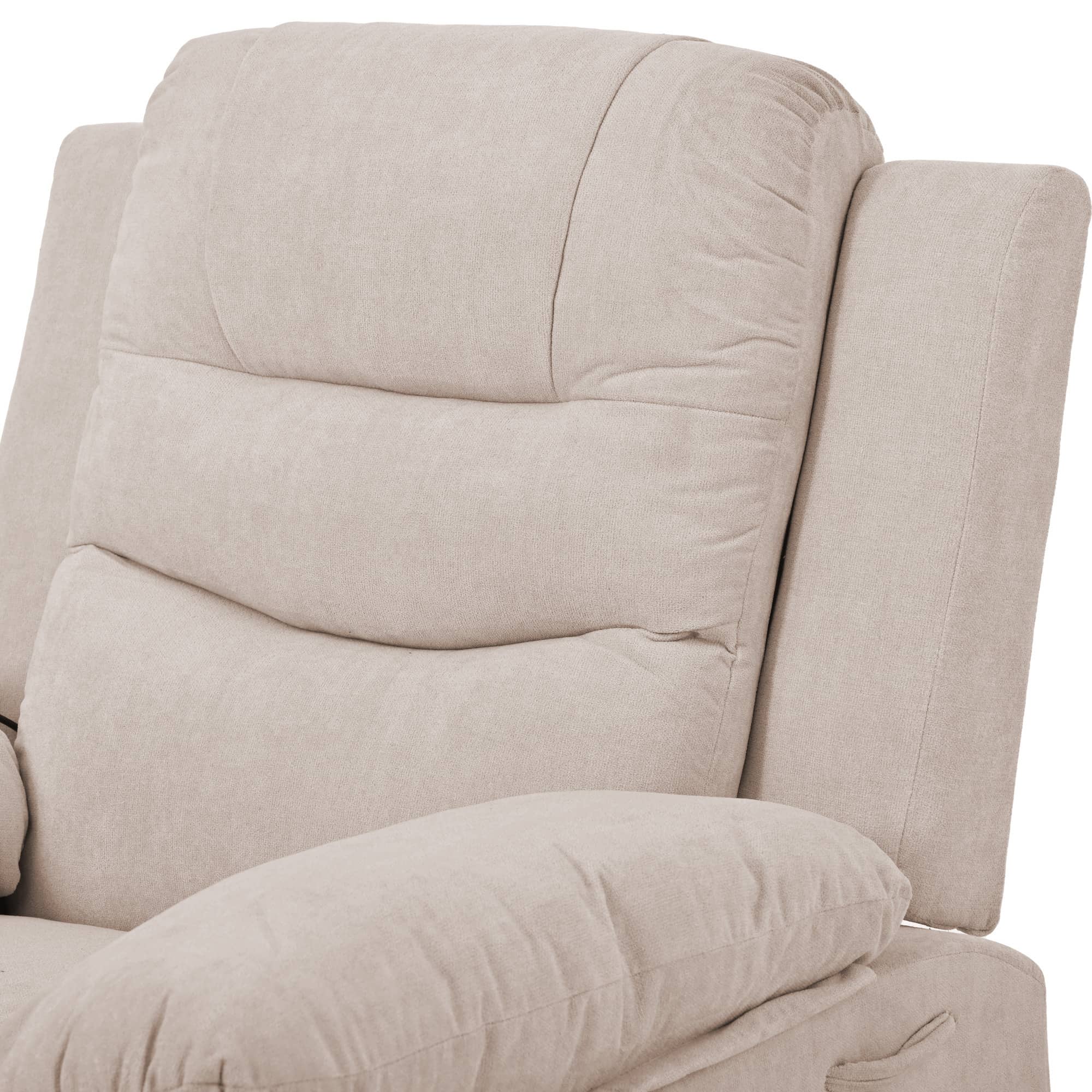 Beige Power Lift Chair Front Profile Headrest Closeup