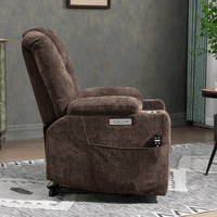 EMON'S Large and Wide Power Lift Recliner Chair with Massage and Heat, Brown