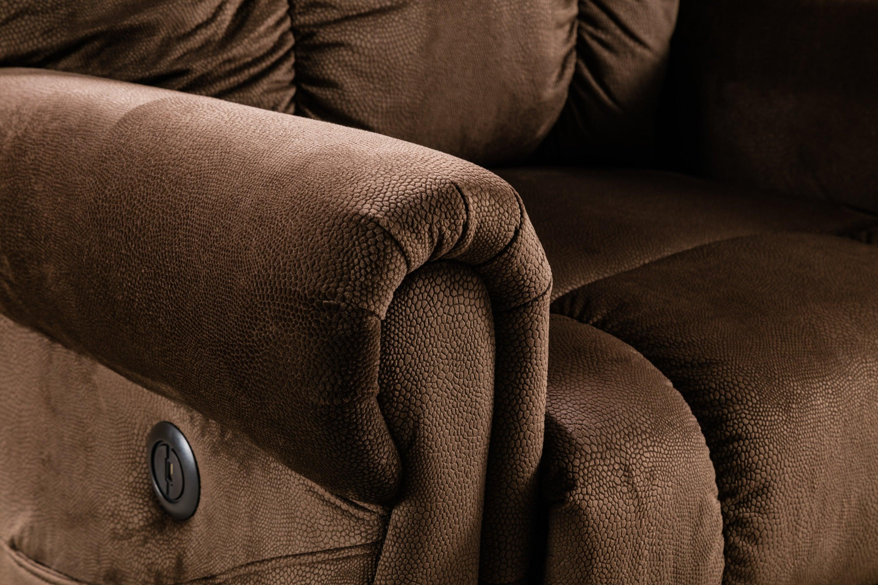 Ultra-Wide Power Lift Recliner with Heat and Massage Therapy, arm rest close up
