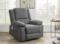 Heavy Duty Power Recliner Chair With Massage and Heating, Grey, angle view in a room