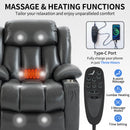 Grey Leatheraire Power Lift Recliner Chair, charging port