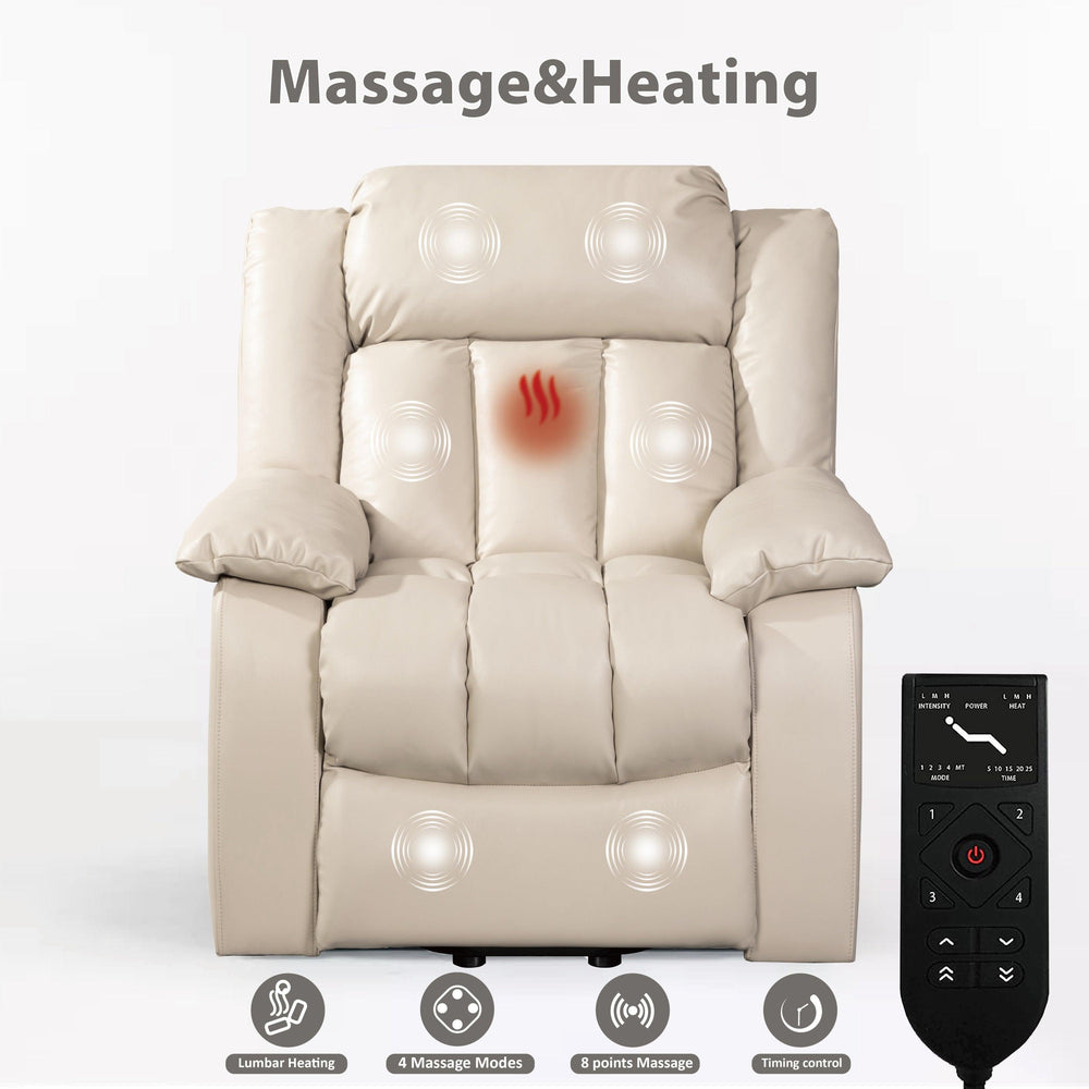 Power Lift Recliner Chair with Massage and Heating, Beige