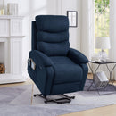 Power Lift Recliner Chair with Massage, Blue, lifted angle