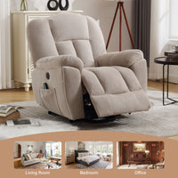 Infinite Position Power Lift Recliner with Heat and Massage, Beige, partial recline