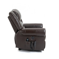 Genuine Leather Power Lift Recliner, seated side view