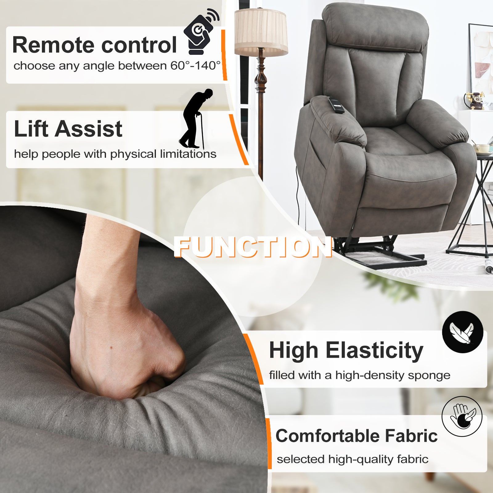 Dark Gray Power Lift Chair Features & Benefits