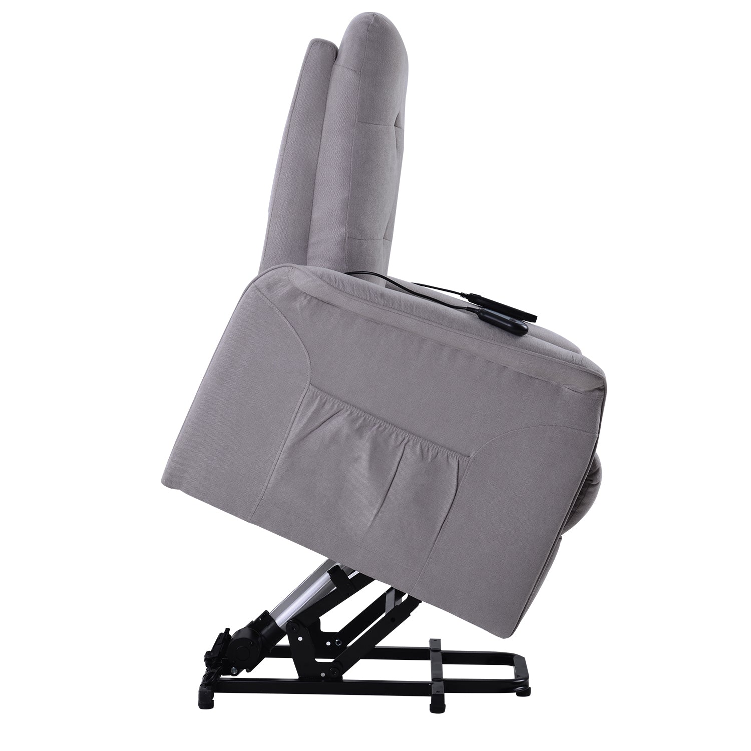 Power Lift Chair Recliner with Adjustable Massage, side view lifted