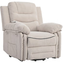 Beige infinite position massage and heat power lift recliner, seated