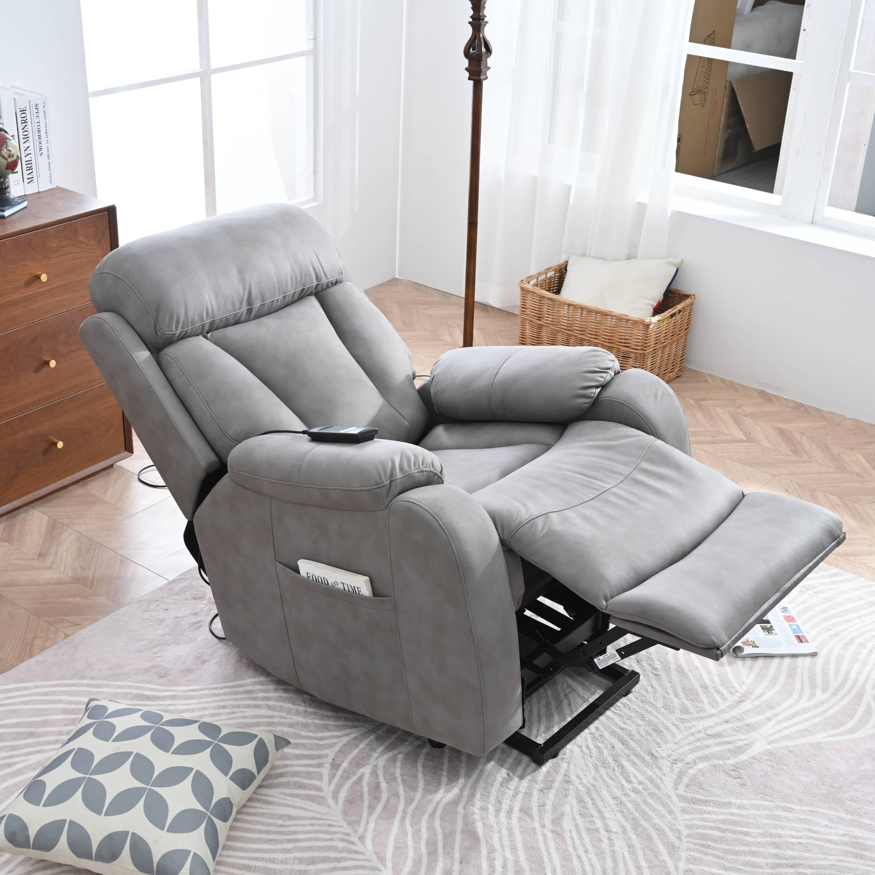 Power Lift Recliner Chair, Light Gray