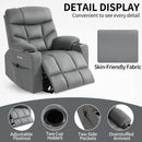 Grey Power Lift Recliner Chair with Vibration Massage and Lumbar Heat, detail display