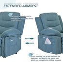Blue Power Lift Chair Extended Armrest Features