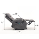 Overstuffed Large Power Lift Recliner with Massage and Heat, Gray, specifications reclined