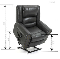 Grey Power Lift Recliner Chair with Heat, Massage, and Infinite Positioning, lifted dimensions