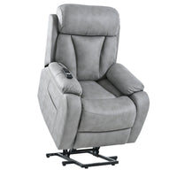 Light Gray Power Lift Chair Front Profile with Lift Extended