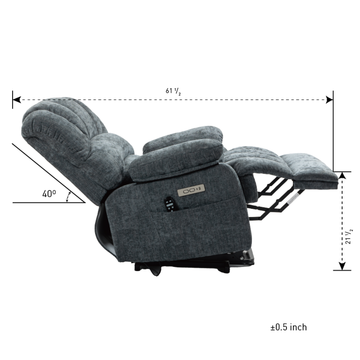 Blue Lift chair reclined measurements