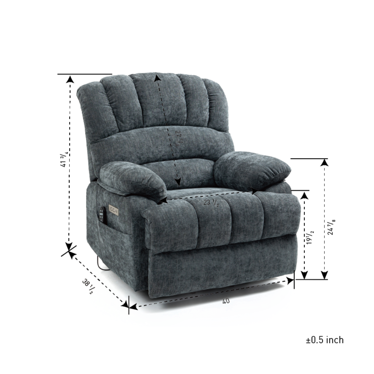 Blue Lift chair seated measurements