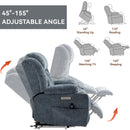 Blue Chenille Power Lift Recliner Chair, Heavy Duty Motion Mechanism with 8 - Point Vibration Massage and Lumbar Heating, USB and Type - C Ports, Stainless Steel Cup Holders - My Lift Chair
