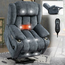 Blue Chenille Power Lift Recliner Chair, Heavy Duty Motion Mechanism with 8 - Point Vibration Massage and Lumbar Heating, USB and Type - C Ports, Stainless Steel Cup Holders - My Lift Chair