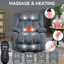 Blue Chenille Power Lift Recliner Chair, Heavy Duty Motion Mechanism with 8 - Point Vibration Massage and Lumbar Heating, USB and Type - C Ports, Stainless Steel Cup Holders - My Lift Chair