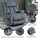 Blue Chenille Power Lift Recliner Chair, Heavy Duty Motion Mechanism with 8 - Point Vibration Massage and Lumbar Heating, USB and Type - C Ports, Stainless Steel Cup Holders - My Lift Chair