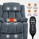 Blue Chenille Power Lift Recliner Chair, Heavy Duty Motion Mechanism with 8 - Point Vibration Massage and Lumbar Heating, USB and Type - C Ports, Stainless Steel Cup Holders - My Lift Chair