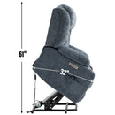 Blue Chenille Power Lift Recliner Chair, Heavy Duty Motion Mechanism with 8 - Point Vibration Massage and Lumbar Heating, USB and Type - C Ports, Stainless Steel Cup Holders - My Lift Chair