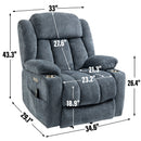 Blue Chenille Power Lift Recliner Chair, Heavy Duty Motion Mechanism with 8 - Point Vibration Massage and Lumbar Heating, USB and Type - C Ports, Stainless Steel Cup Holders - My Lift Chair