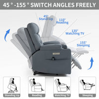 Blue Power Lift Recliner Chair with Vibration Massage and Lumbar Heat - My Lift Chair