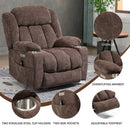 Brown Chenille Power Lift Recliner Chair, Heavy Duty Motion Mechanism with 8 - Point Vibration Massage and Lumbar Heating, USB and Type - C Ports, Stainless Steel Cup Holders - My Lift Chair