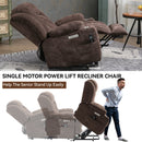 Brown Chenille Power Lift Recliner Chair, Heavy Duty Motion Mechanism with 8 - Point Vibration Massage and Lumbar Heating, USB and Type - C Ports, Stainless Steel Cup Holders - My Lift Chair