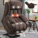 Brown Chenille Power Lift Recliner Chair, Heavy Duty Motion Mechanism with 8 - Point Vibration Massage and Lumbar Heating, USB and Type - C Ports, Stainless Steel Cup Holders - My Lift Chair