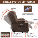 Brown Chenille Power Lift Recliner Chair, Heavy Duty Motion Mechanism with 8 - Point Vibration Massage and Lumbar Heating, USB and Type - C Ports, Stainless Steel Cup Holders - My Lift Chair