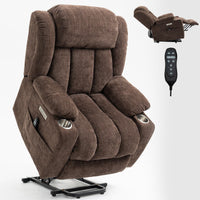Brown Chenille Power Lift Recliner Chair, Heavy Duty Motion Mechanism with 8 - Point Vibration Massage and Lumbar Heating, USB and Type - C Ports, Stainless Steel Cup Holders - My Lift Chair