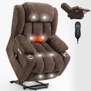 Brown Chenille Power Lift Recliner Chair, Heavy Duty Motion Mechanism with 8 - Point Vibration Massage and Lumbar Heating, USB and Type - C Ports, Stainless Steel Cup Holders - My Lift Chair